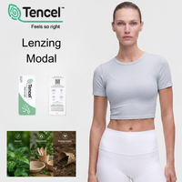 Camisetas Deportivas de Yoga Lenzing Modal para Mujer, Ropa Deportiva de Secado Rápido, Transpirable, para Gimnasio, Manga Corta, Color Sólido, Ecológica