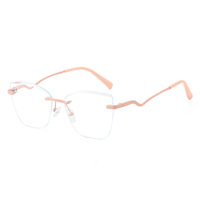 Gafas de Computadora con Bisagras de Resorte 1020, Montura Metálica sin Aro, Estilo Ojo de Gato, Unisex, Moda Vintage, Logotipo Personalizado, Gafas Ópticas