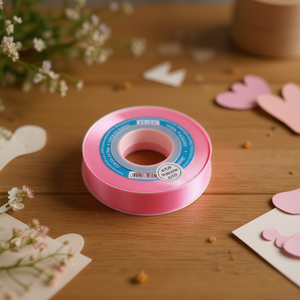 ริบบิ้นผ้าซาตินอิลัน 1.5 ซม. 25 หลา สีชมพูกลีบดอกไม้ สำหรับงานประดิษฐ์และตกแต่ง - Product Image 2