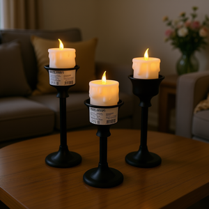 เทียน LED แบบแท่ง 3 ชิ้น สีดำ สำหรับตกแต่งบ้าน ดีไซน์ทันสมัย ใช้ในห้องนั่งเล่น - Product Image 2