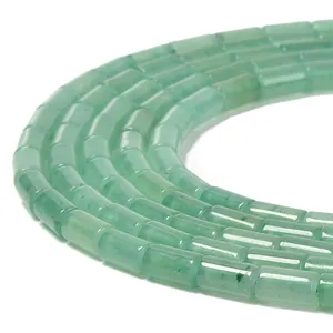 Green Aventurine Cylinder Tube Gemstone Strands Natural Stone Beads for DIY Bracelet Necklace Jewelry 4x7mm