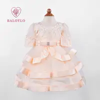 Neues Modell Baby Girls 'Tüll Großhandel Langarm Geburtstags feier Kleider für Brautkleider