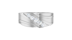 Bague classique de luxe pour homme en or massif plaqué rhodium 14K avec 5 diamants naturels | 0.51Ctw - Product Image 5