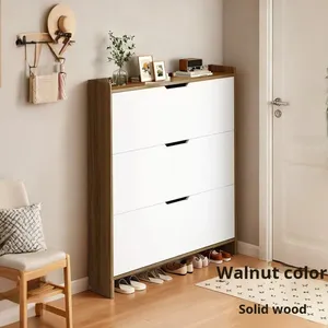 Armoire à chaussures murale ultra-fine en bois massif, écologique, grande capacité, gain de place, pour entrée, <span class=keywords><strong>avec</strong></span> <span class=keywords><strong>3</strong></span> étagères - Product Image 4