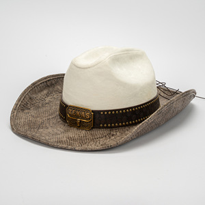 Sombrero de Vaquero Occidental de Ala Curva de Cuero Sintético con Estampado de Serpiente, Estilo Nuevo, Unisex, para Viajes al Aire Libre, Estilo Étnico, Fedora con Borde Enrollado - Product Image 6