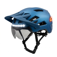 Casco de Ciclismo Ligero para Adultos, Certificado CE, Lente Magnética, Transpirable, LED Recargable, Casco de Seguridad para Bicicleta de Montaña