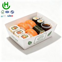 Boîte à sushi écologique en kraft Hongchang avec séparateurs, plateau multi-compartiments résistant à la graisse, vente en gros, logo personnalisé