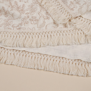 ผ้าห่มเด็กทารกคุณภาพสูง ผ้าก๊อซพิมพ์ลายผลไม้ พร้อมพู่ห้อย ผ้าห่อตัวเด็กอ่อน ผ้าคลุมเด็ก ผ้าห่มรถเข็นเด็กแบบมุสลิม - Product Image 6