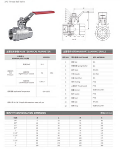 Válvulas de Bola de Control Manual BSP BSPT G Roscadas de Acero Inoxidable 304/316 de 2 Pulgadas para Agua OEM <span class=keywords><strong>KINKO</strong></span> con Garantía de 3 Años, Mediana - Product Image 2