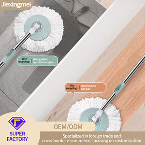 Cabezal de fregona de microfibra con mango de acero para fregona giratoria, almohadillas de algodón giratorias, paño de limpieza para suelos, paño de repuesto lavable - Product Image 4