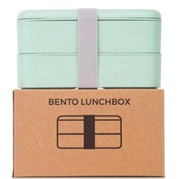 Boîte à lunch bento pliable en paille de blé écologique à 2 couches, étanche, portable, isotherme, pour enfants