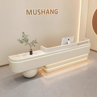 Comptoir de réception de luxe sur mesure avec rangement, présentoir moderne, bureau d'accueil élégant pour salon de beauté