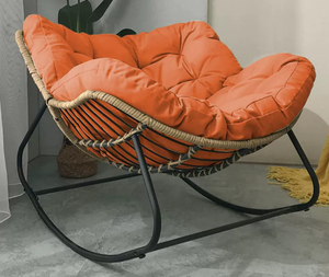 كرسي هزاز جديد فاخر من الروطان، كرسي استرخاء منسوج يدويًا من الخيزران للفناء الخلفي والشرفة وغرفة الشمس، مجموعة أثاث للاسترخاء - Product Image 5