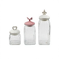 Pot de conservation en verre transparent avec couvercle en céramique, style bohème, design détachable, capacité 0,5-1L, couvercle sans trou pour aliments, comptoir de cuisine