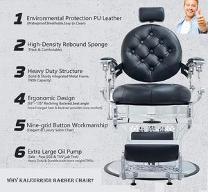 Sillón de Barbería Profesional de Lujo, Reclinable, con Respaldo Redondo, para Peluquería y Belleza - Product Image 5
