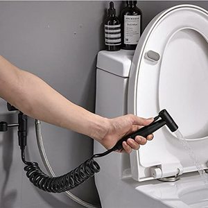 Pistola de ducha para inodoro Bingtao, bidé portátil con boquilla presurizada, pistola de agua de acero inoxidable negro para baño - Product Image 2