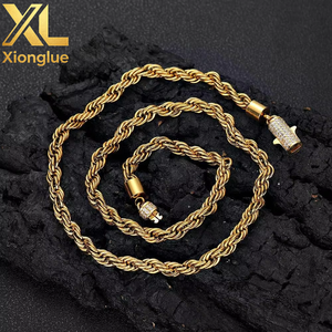 Collier unisexe en acier inoxydable de 6 mm, 0,3 m, plaqué or, avec boucle torsadée - Product Image 3