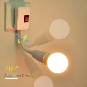 Thép không gỉ E27 đèn cơ sở linh hoạt uốn cong di động kiểm tra ánh sáng ổ cắm adapter cắm với vít phong cách chuyển đổi vật liệu nhựa - Product Image 5