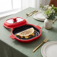 Plat de cuisson au micro-ondes Hemase FG-055, carré, en silicone, avec couvercle transparent, réutilisable, revêtement PTFE, passe au lave-vaisselle, OEM ODM