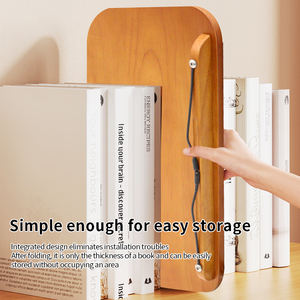 批发定制便携式木质书架，用于阅读，可折叠木质笔记本电脑支架，学校图书馆办公室批量商务用途 - Product Image 4