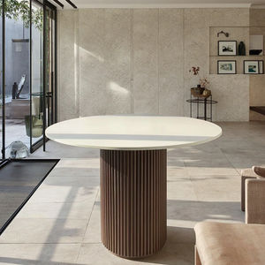 Japón diseño forma redonda 1,35 dia hogar comedor muebles de madera maciza moderno italiano cena <span class=keywords><strong>Centro</strong></span> mesas Villa mesa de comer - Product Image 6