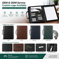 Portafolio Portátil de Cuero A4 Personalizado con Calculadora, Ranuras para Tarjetas, Portapapeles y Logotipo para Ejecutivos, Reuniones de Negocios