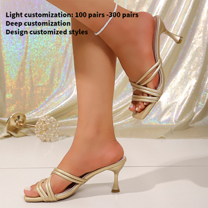 Nouvelles <span class=keywords><strong>Sandales</strong></span> Sexy à Talons Hauts pour <span class=keywords><strong>Femme</strong></span>, Style Mode, Double Bride en X et Double Bride sur le Dessus, Bout Plat, Talon Fin XiaoJ04 - Product Image 2