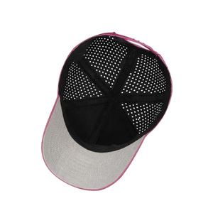 Gorra de béisbol de Golf de 6 paneles de poliéster 100% al por mayor, diseño deportivo en blanco de Color sólido, transpirable, corte láser, agujero, ala curvada, sombrero para el sol - Product Image 4