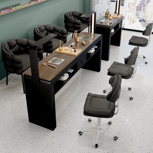 Table de manucure professionnelle moderne multifonctionnelle avec éclairage LED intégré, plateau spacieux et rangements, idéale pour salon de beauté - Product Image 5