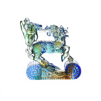 Ensemble de dragons en cristal coloré de luxe, artisanat en verre moulé, pour cadeaux d'affaires, décoration haut de gamme et souvenir