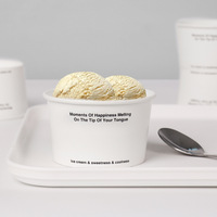 Bols et gobelets en papier jetables pour crème glacée et yaourt, en carton, avec texte anglais personnalisable