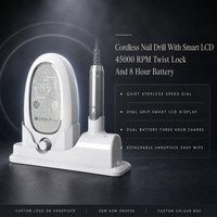 Machine à polir les ongles avec logo personnalisé, 45 000 tr/min, écran LCD, poignée ergonomique, embout à verrouillage par torsion, nettoyage facile, pour distributeur