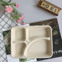 Bagasse – assiettes blanches à 4 compartiments, divisées à quatre compartiments, assiettes de Restaurant, assiettes de compartiment cassables