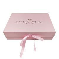 Gerippter Griff Rosa Faltbare Magnetische Geschenkbox - Extragroße Größe mit Vollabdeckplatte - Individueller Golddruck
