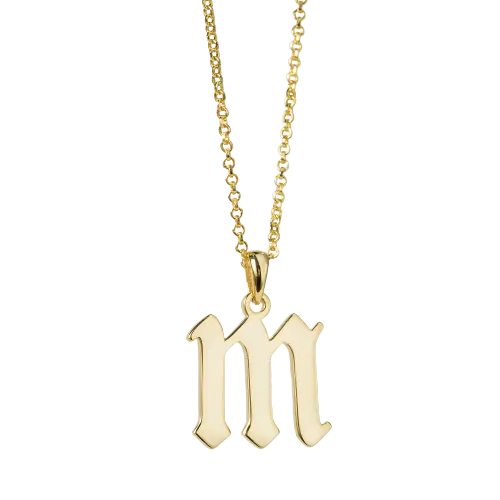 Customize Gothic Designer Women Name Necklaces Personalised Jewelry Gold Plated Pendant A-Z Letter Alphabet Initial Necklace