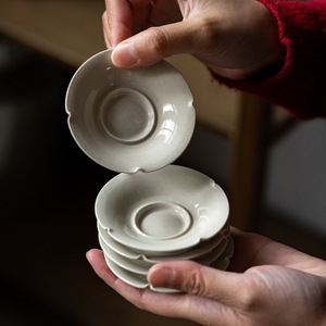 Ceramic <b>Teacup</b> Coaster Porcelain Round Plant Ash Palm Shape For Kung Fu Tea Set Afternoon Tea Accessories - Product Image 1