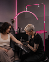 Lampe de beauté demi-lune à câble dissimulé et rotule réglable, lampe sur pied à tête flexible pour extensions de cils, maquillage, salon professionnel