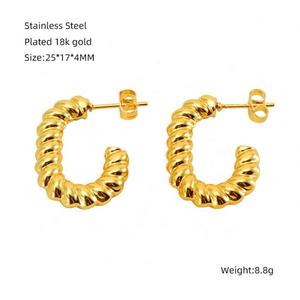 Pendientes Escultóricos Geométricos Exagerados de Acero Inoxidable con Diseño de Corazón, Fruta y Flor para Mujer, Modernos para Fiesta, Chapados en Oro de 14K - Product Image 4