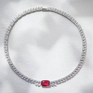 Collier de soirée pour femmes style <span class=keywords><strong>Victoria</strong></span>, or blanc, laiton, zircon de qualité 5A, cadeau d'anniversaire, <span class=keywords><strong>bijoux</strong></span> saoudiens - Product Image 1