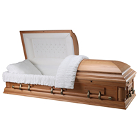 Ataúd Funerario de Madera de Roble Macizo de Color Natural Directo de Fábrica, Ataúd de Alta Calidad para Entierro, Personalizable