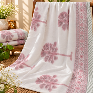 Couette légère en coton Dohar avec motif floral imprimé à la main, couverture respirante pour la maison et la chambre à coucher - Product Image 4