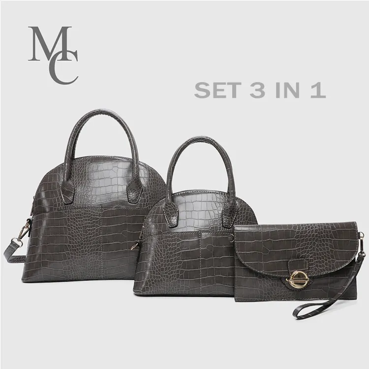 MC Brand Crocodile hand bag and wallet handbags sets 3 in 1 ladies fashion purse bags clutch handbags for women