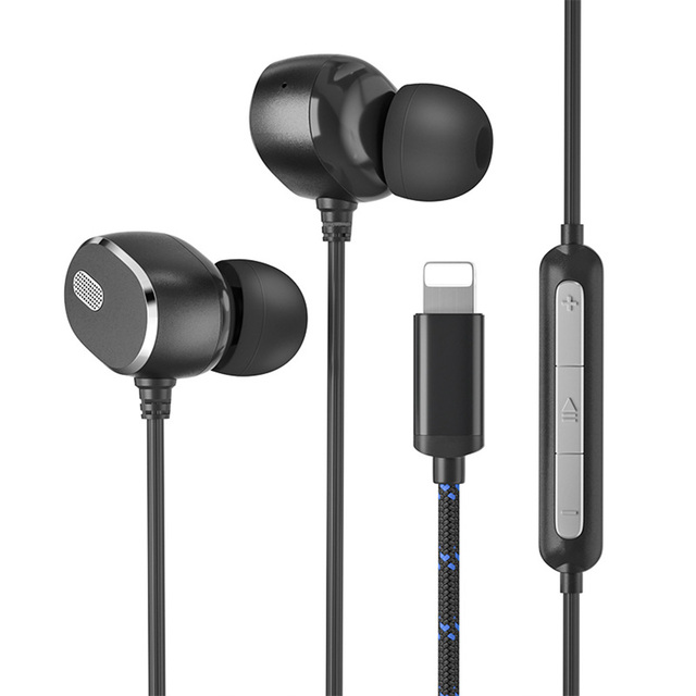 Wired In-Ear Headphones MFi Certified IPX-5 Waterproof Metal Design In-Line Control Private Mold 1.2m Cord for 14Pro/13 A11