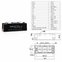 Module redresseur à diodes TECHSEM MT160C08T2 182A 1800V, base isolée, bornes M6, onduleur PWM, systèmes d'alimentation CC