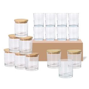 Bán buôn khuyến mãi 10oz 12oz tùy chỉnh nến tàu sang trọng rỗng Lọ nến thủy tinh cho nến làm với nắp bằng gỗ - Product Image 1