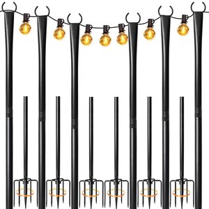 Metal <b>String</b> <b>Light</b> Poles With Adjustable Hooks For Patio Backyard Garden Decoration - Product Image 3