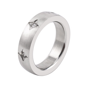 yunnique Unisex <b>Titanium</b> Steel <b>Rings</b> Star Diamond Pave Setting Gift Jewelry - Product Image 5