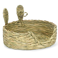 Atmungsaktives Ganzjahres-Naturpflanzen-Geflecht im Vollkreis-Stil, Umweltfreundliches Haustier-Sofa-Bett für Katzen, Kaninchen und Kleintiere, Kaubar