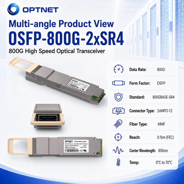 Factory Supply 800G OSFP 2xSR4 SR4 850nm 100m Dual MPO Optical Transceiver Module