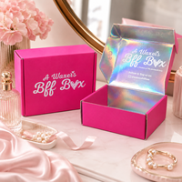 Boîte en carton ondulé rose vif avec estampage à chaud, personnalisée avec votre marque, pour l'expédition de bijoux de luxe, de vêtements et de cadeaux